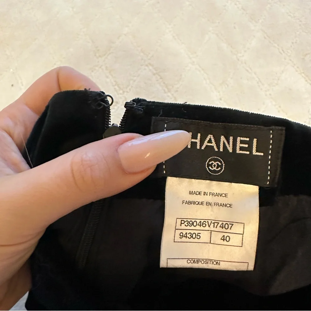 Chanel Black Velvet Mini Skirt - Size 2